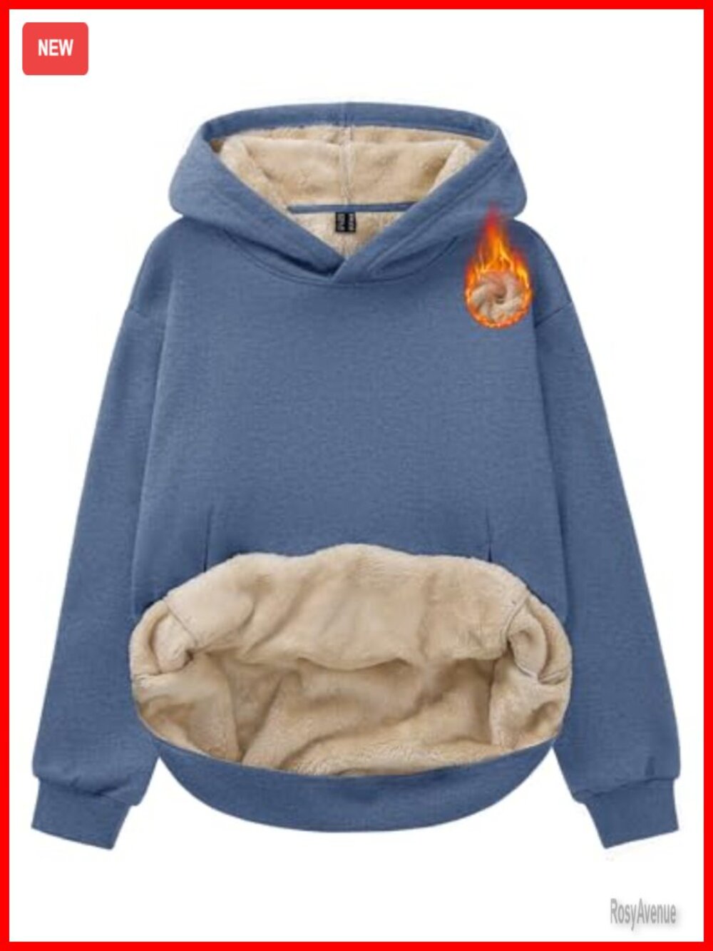 Fleece Lined Hoodie Sweatshirt Women Pullover Kangaroo Pocket Warm Winter